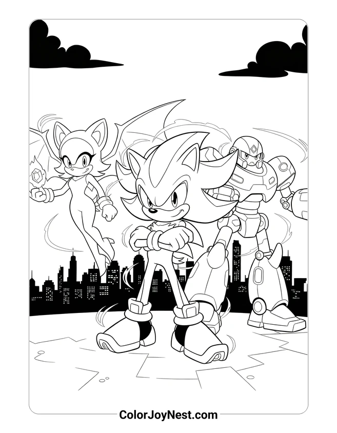 Team Dark Shadow Rouge Omega Coloring Page