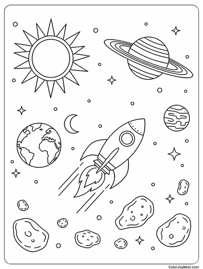 Solar System Adventure Coloring Page