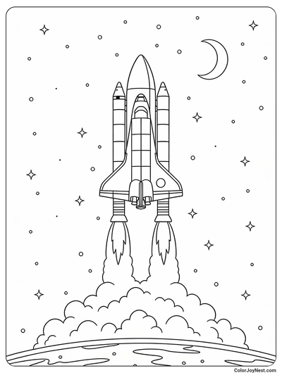 Space Shuttle Launch Coloring Page