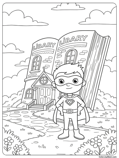 Storybook Village Adventure Coloring Page