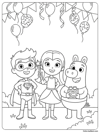 Super Readers Team Celebration Coloring Page