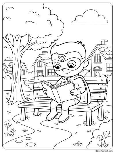 Super Why Reading in Village Coloring Page