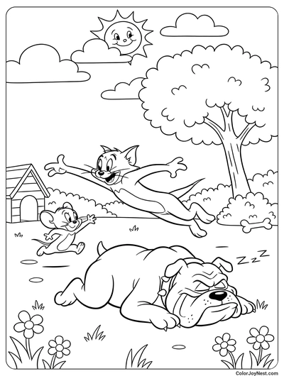 Garden Chase and Dog Spike Coloring Page