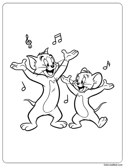 Tom and Jerry Dancing Coloring Page