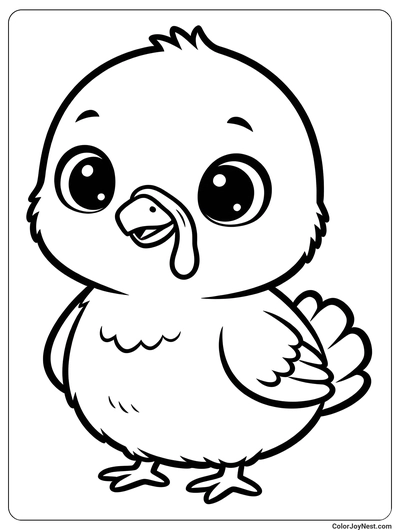 Cute Baby Turkey Coloring Page