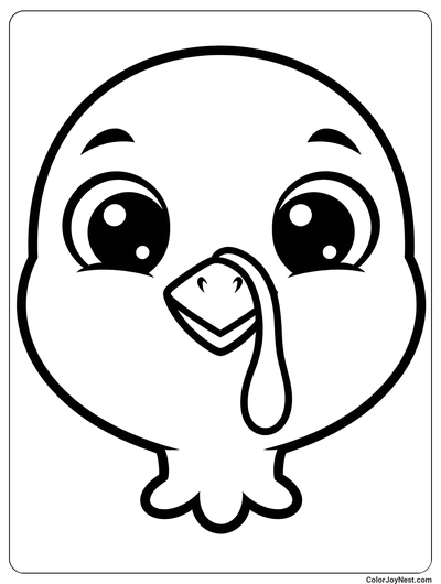 Cute Turkey Face Coloring Page