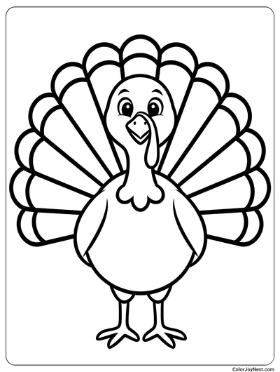 Simple Cartoon Turkey Coloring Page