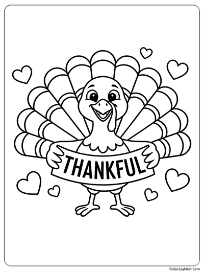 Turkey Giving Thanks Coloring Page