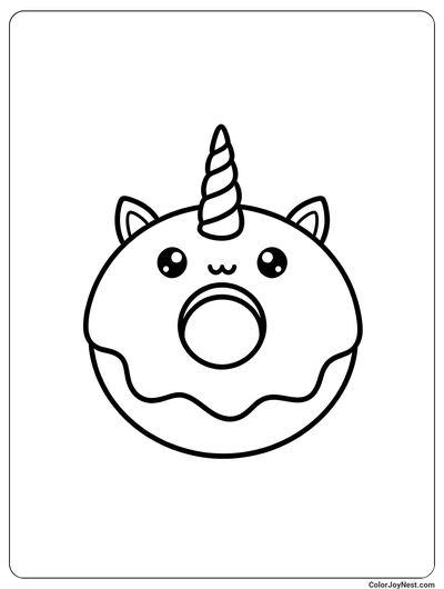Unicorn Donut Face Coloring Page