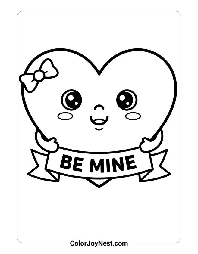 Be My Valentine Heart Coloring Page