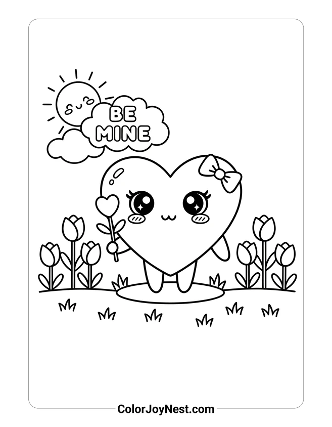 Be My Valentine Scene Coloring Page