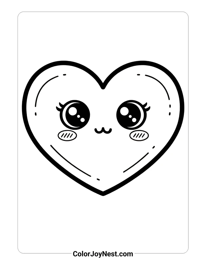 Big Heart Face Coloring Page
