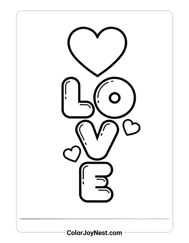 Happy Valentines Text Coloring Page