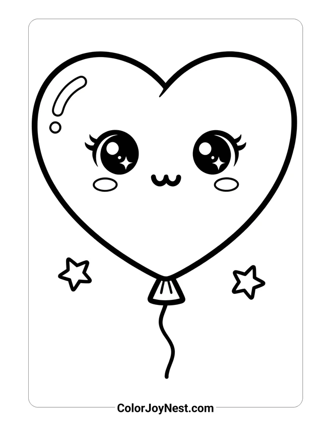 Heart Balloon Coloring Page