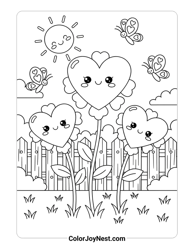 Heart Garden Coloring Page