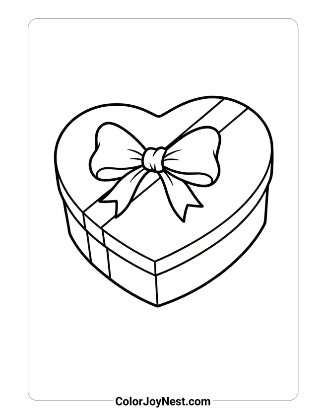 Heart Shaped Candy Box Coloring Page