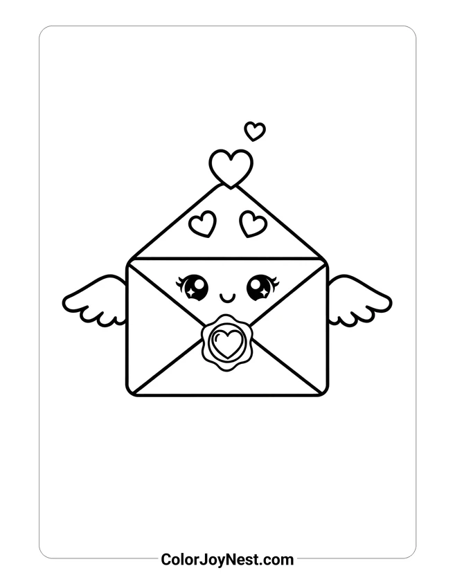 Love Letter Envelope Coloring Page