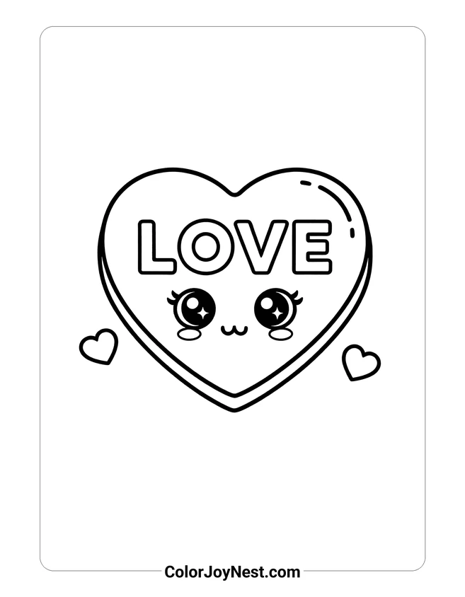 Sweet Candy Heart Coloring Page