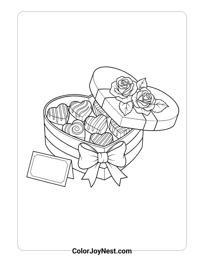 Valentine Candy Box Coloring Page