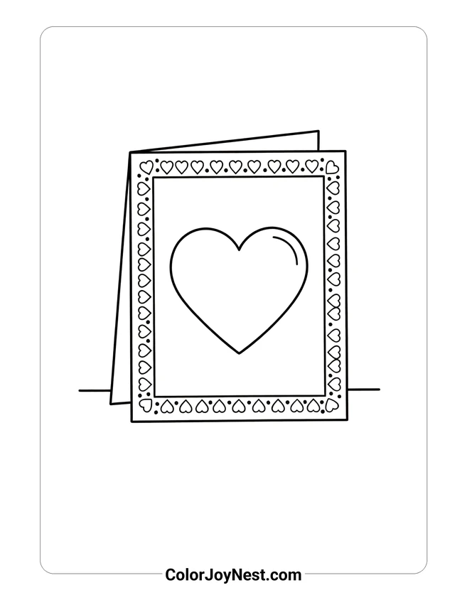 Valentine Card Simple Coloring Page