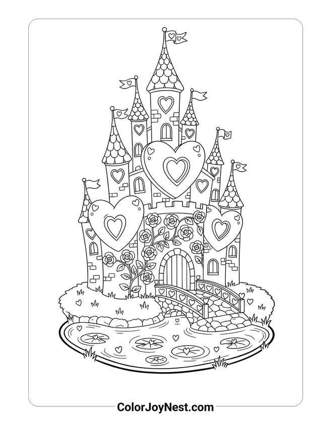 Valentine Castle Coloring Page