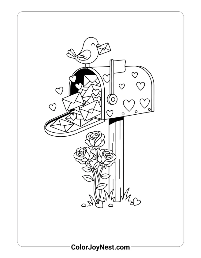 Valentine Mailbox Coloring Page
