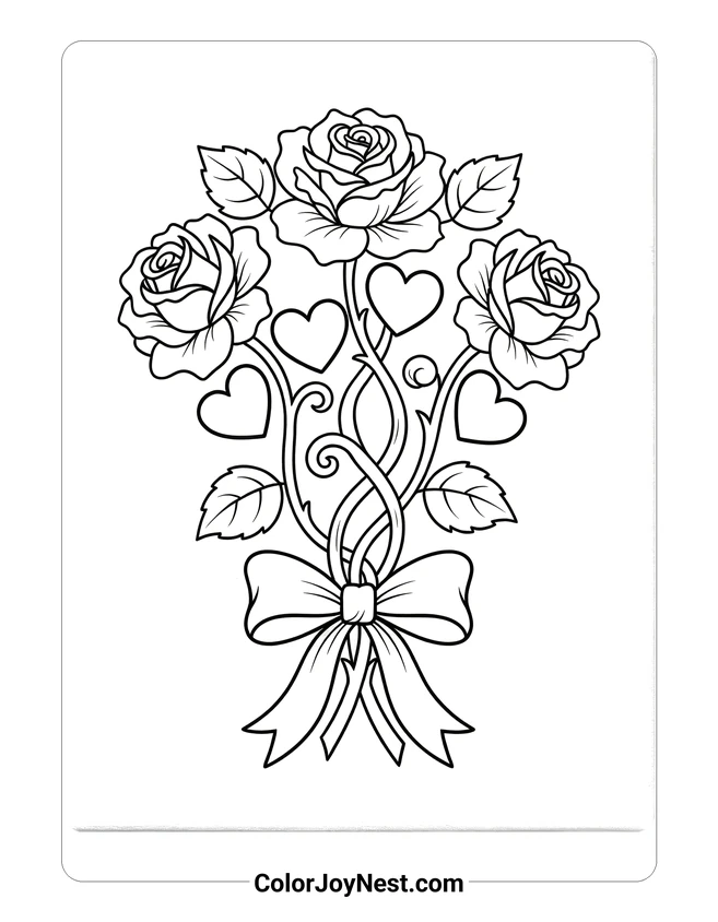 Valentine Roses Coloring Page