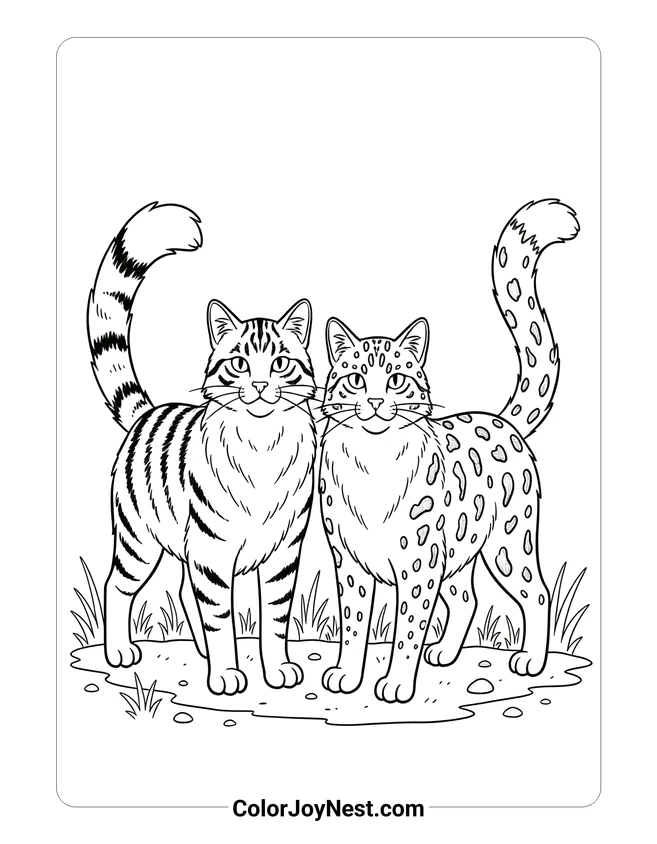 Two Warrior Cats Side by Side Coloring Page