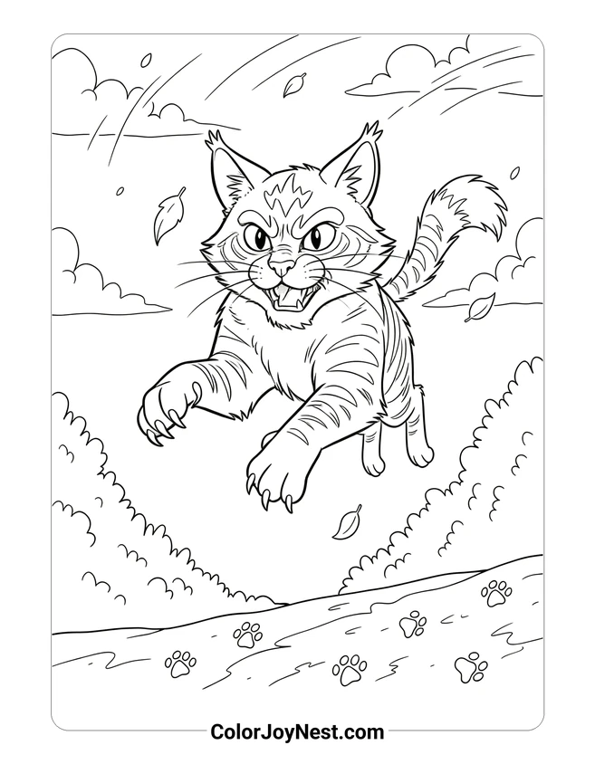 Warrior Cat Battle Pose Coloring Page