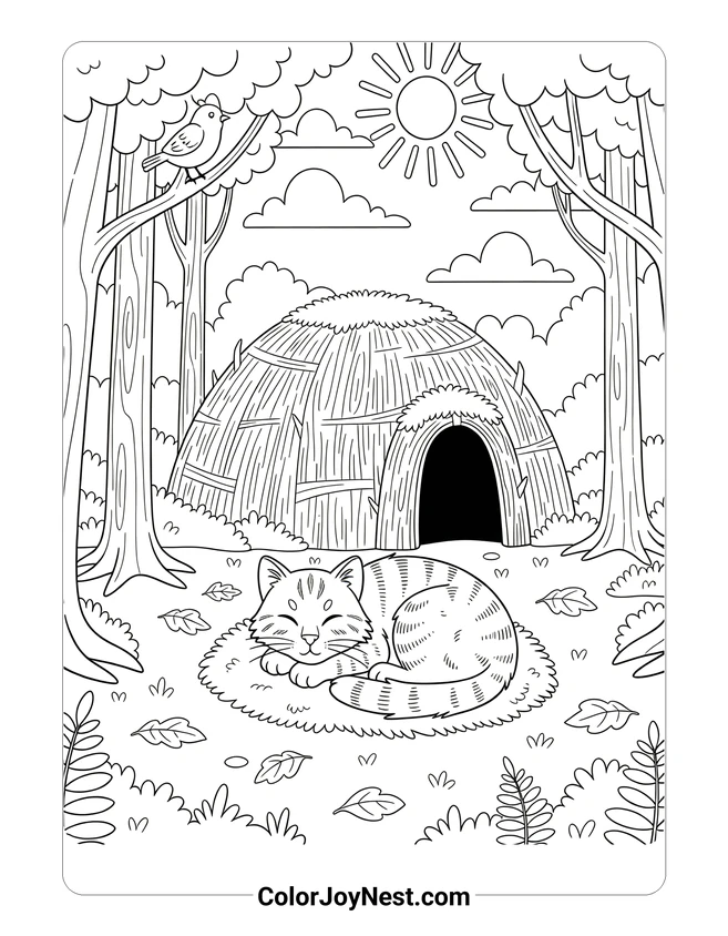 Warrior Cat Camp Scene Coloring Page