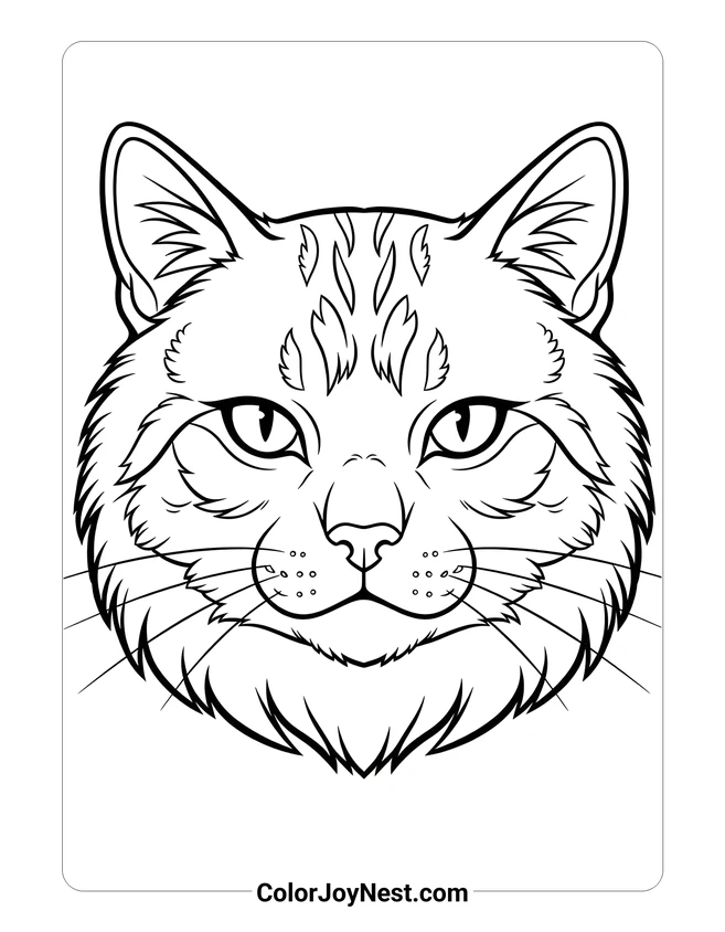 Warrior Cat Face Closeup Coloring Page