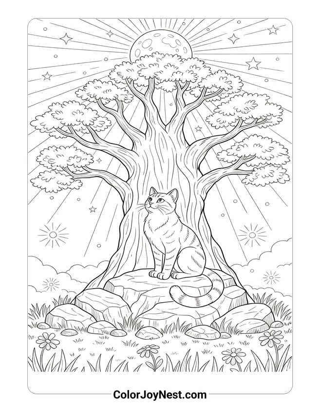 Warrior Cat Moonlight Gathering Coloring Page