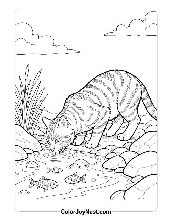 Warrior Cat by Stream Coloring Page